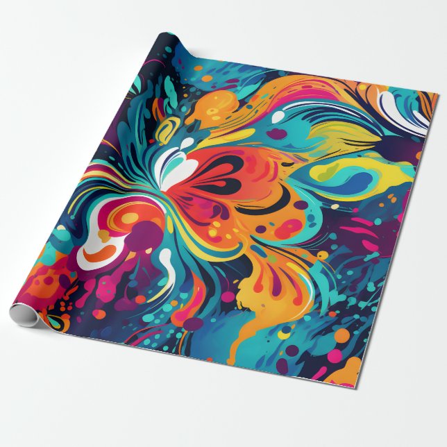 Papier Cadeau Abstraite flambée florale (Déroulé)