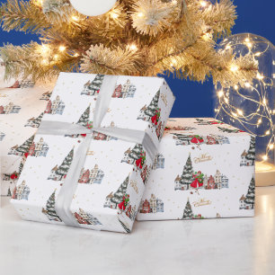Papier Cadeau Achats de Noël de dame vintage 1950