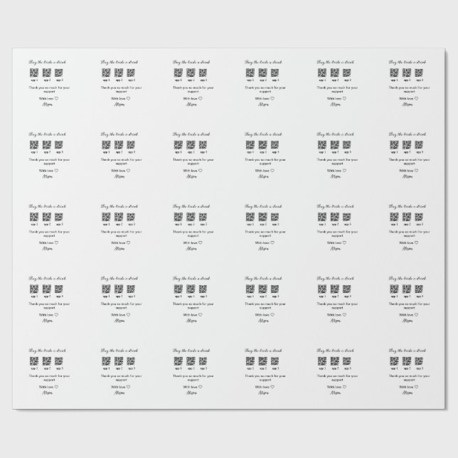 Papier Cadeau acheter une boisson acheter mariée scanner QR code (Plat)