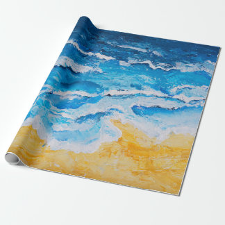 Papier Cadeau Acrylic sea and beach painting on drawing stand wi