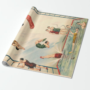 Papier Cadeau Acte de cirque masculin hawaïen de nageurs de