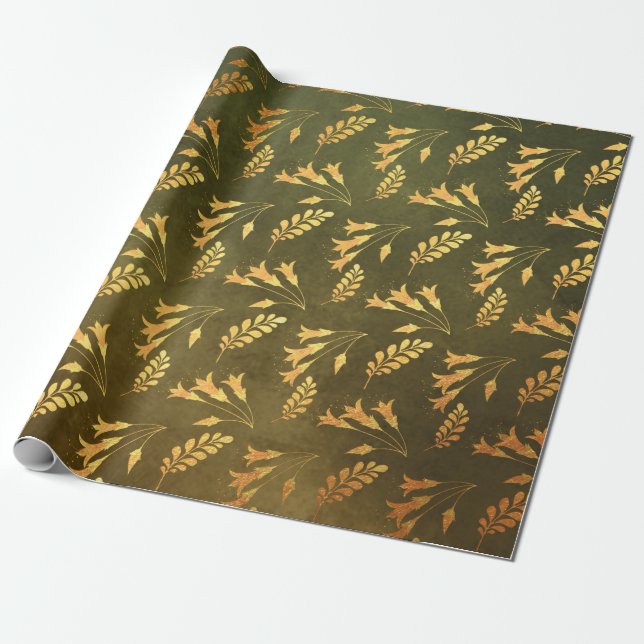 Papier Cadeau Action de grâce en feuille d'or (Déroulé)