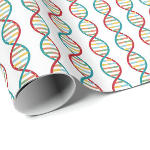 Papier Cadeau ​ ADN ​ Mid Century Moderne Biologie STEM Blancs