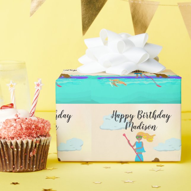 Papier Cadeau Ado Paddleboard Joyeux anniversaire Personnalisé (Fête d'anniversaire)