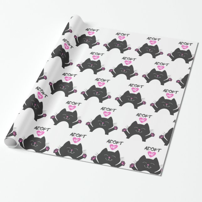 Papier Cadeau Adoptez-moi - Choisir la couleur arrière - plan (Déroulé)