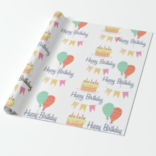 Papier Cadeau Adorable anniversaire heureux vintage