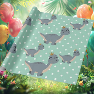Papier Cadeau Adorable Boho Green Dinosaur Party