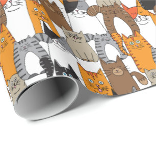 Papier Cadeau Adorable chats mignons et chatons Amoureux des cha