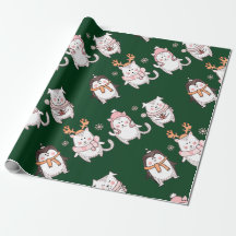ADORABLE HAND DRAWN CHRISTMAS ANIMAL CADEAU WRAPPI