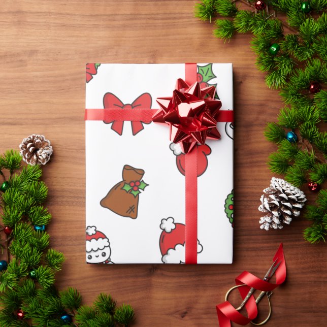 Papier Cadeau Adorable Kawaii Christmas Holiday Pattern Gift (Cadeau de vacances)