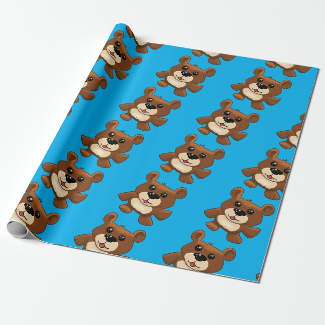 Papier Cadeau Adorable Ours En Condiable (Déroulé)