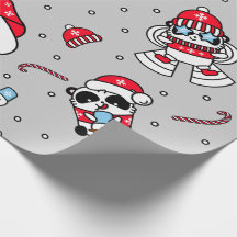 Adorable Panda Bonhomme de Neige Noël Vacances Jol