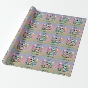 Papier Cadeau Adorable Petit Baby shower Dinosaure