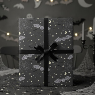 Papier Cadeau Adorable Presque Noir Éffrayant chauves-souris Hal
