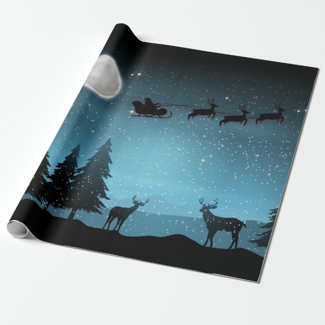 Papier Cadeau Adorable Rindeer La Nuit (Déroulé)
