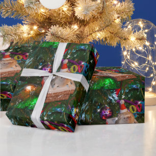 Papier Cadeau Adorables Hérisson De Noël Sur Un Arbre