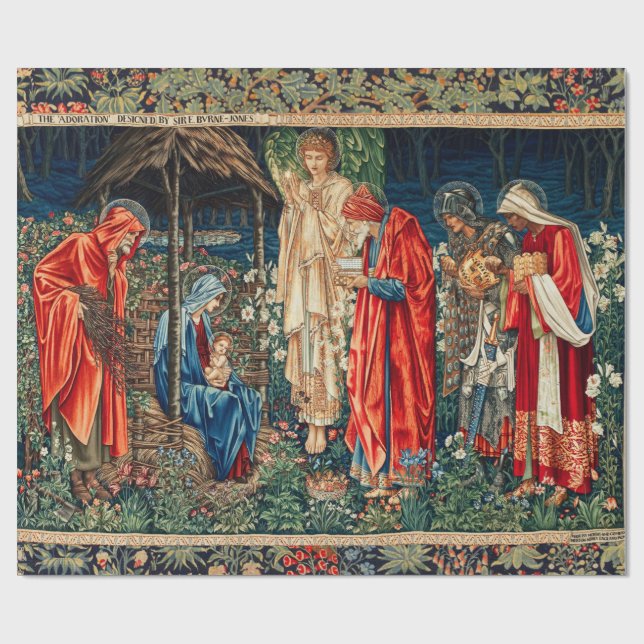 Papier Cadeau ADORATION DE MAGI Morris, Noël de Burne-Jones (Plat)