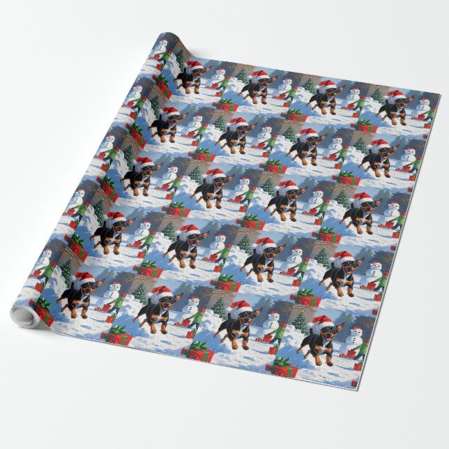 Papier Cadeau Affenpinscher Festive de Noël Scène de neige (Déroulé)