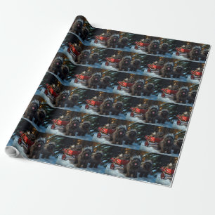 Papier Cadeau Affenpinscher Promenade en traîneau enneigé Décora