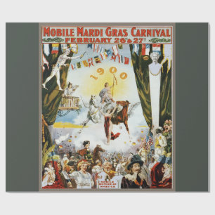 Papier Cadeau Affiche d'art vintage de 1900 du carnaval de Mardi