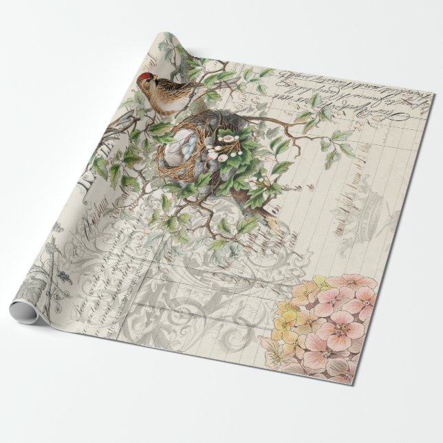 Papier Cadeau Affiche de Decoupage d'éphémères d'oiseau (Déroulé)
