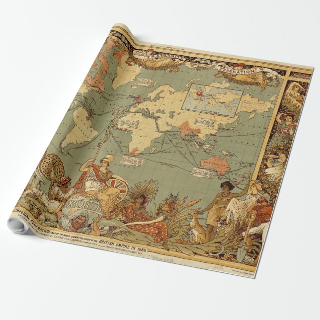 Papier Cadeau Affiche de la carte du monde de l'Empire britanniq (Déroulé)
