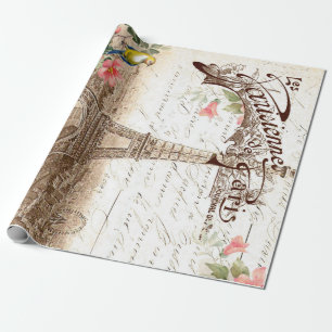 Papier Cadeau Affiche de Paris au printemps 60lb Decoupage
