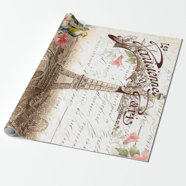 Papier Cadeau Affiche de Paris au printemps 60lb Decoupage (Déroulé)