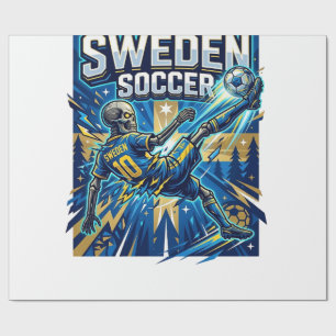 Papier Cadeau Affiche de style squelette de football suédois Nat