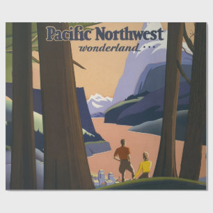 Papier Cadeau Affiche de voyage vintage du Pacifique Nord-Ouest 