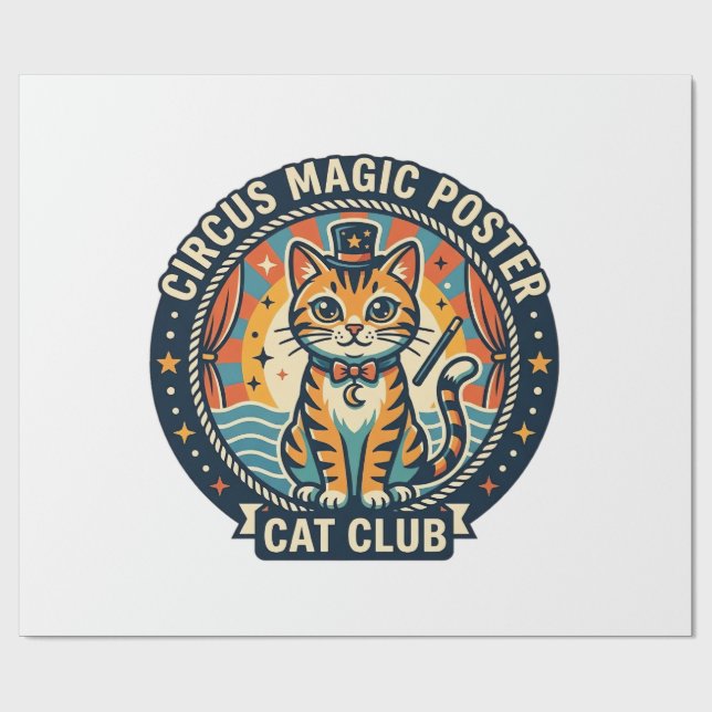 Papier Cadeau Affiche Magie de Cirque Chat Mignon Design - Cirqu (Plat)