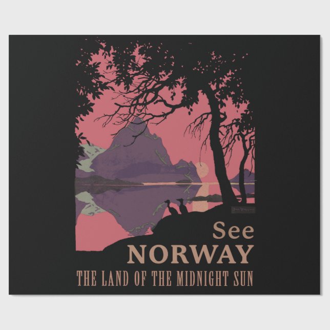 Papier Cadeau Affiche minimaliste de coucher de soleil en Norvèg (Plat)