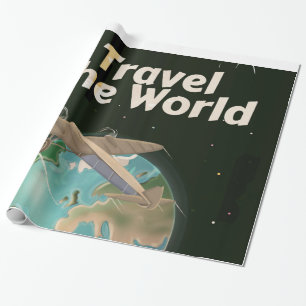 Papier Cadeau Affiche vintage de science-fiction voyage autour d