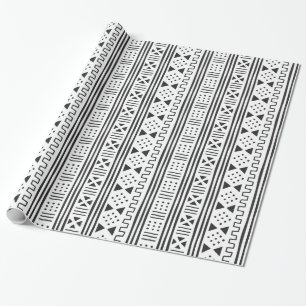 Papier Cadeau Africain blanc MudCloth du noir   inspiré