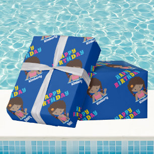 Papier Cadeau African American Pool Party Fille Personnalisée An
