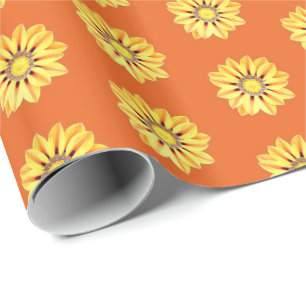 Papier Cadeau African Daisy / Gazania, Orange et Jaune