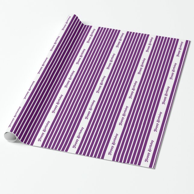 Papier Cadeau African Violet Safari Stripe avec texte personnali (Déroulé)