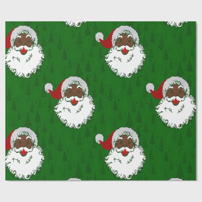 Papier Cadeau afrique noir santa claus noël arbres vert (Plat)