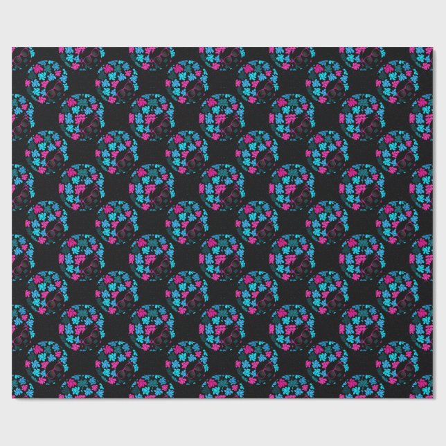Papier Cadeau Afro Diva Turquoise & Rose Chaud (Plat)