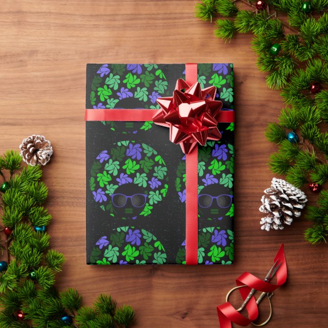 Papier Cadeau Afro Diva Vert & Bleu (Cadeau de vacances)