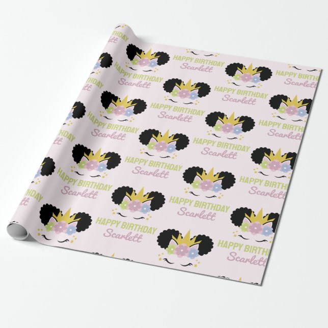 Papier Cadeau Afro Puff Unicorne African American Birthday Party (Déroulé)