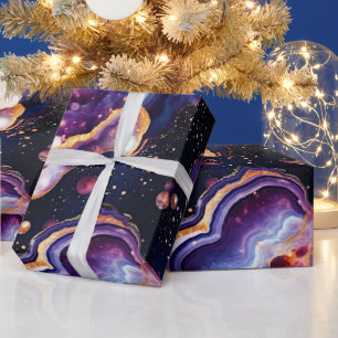 Papier Cadeau Agate Céleste Pierre de la Galaxie Cosmique