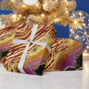 Papier Cadeau Agate de la jungle   Motif rayé animal audacieux