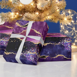 Papier Cadeau Agate des séquences de Parties scintillant violet 