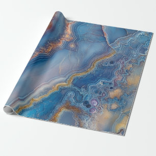 Papier Cadeau Agate en dentelle bleue