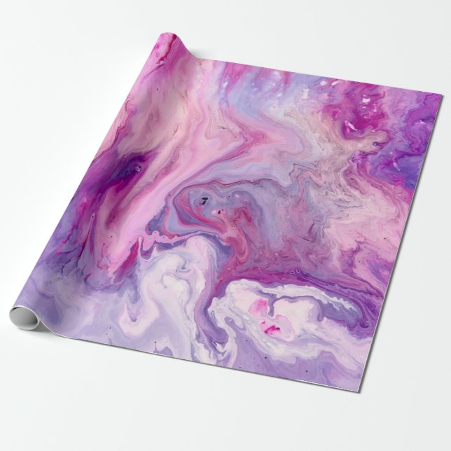 Papier Cadeau Agate marbrée par liquide pourpre (Déroulé)