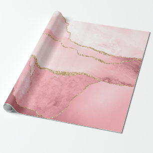 Papier Cadeau Agate rose et or
