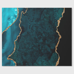 Papier Cadeau Agate turquoise et Gold