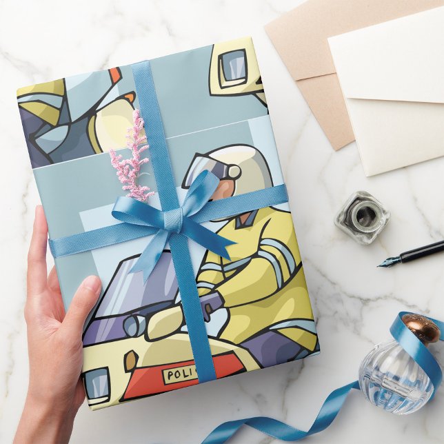 Papier Cadeau Agent de police moto Justice (Créateur téléchargé)
