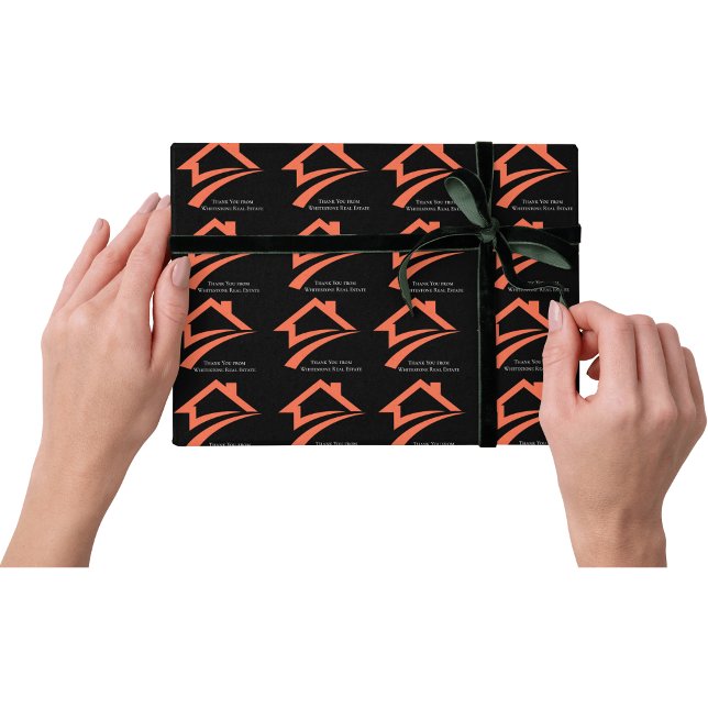 Papier Cadeau Agent immobilier noir élégant et unique (Stylish Unique Black Real Estate Agent Wrapping Paper)